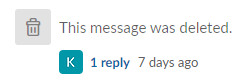 Deleted message in Slack