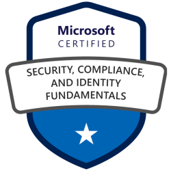Badge da certificação Security, Compliance and Identity Fundamentals