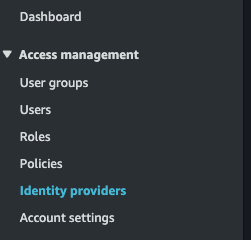 Identity Providers in IAM Sidebar