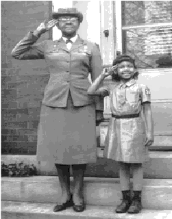 Josephine Holloway and granddaughter in Girl Scout uniforms