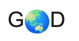 the Word “God” but with an Earth Emoji in place of the letter O