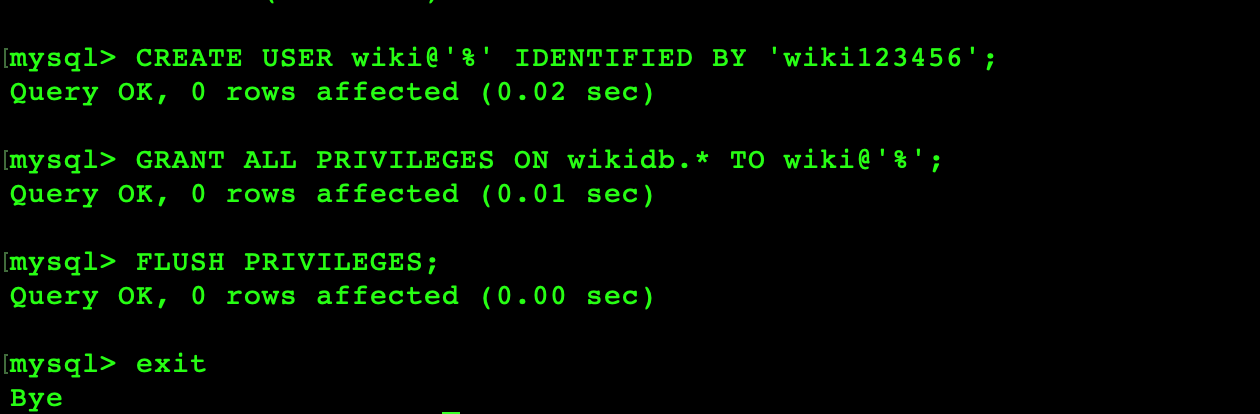 Create a new user in the wikidb