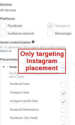 Platform targeting in Facebook ads