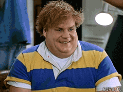 A clip of Chris Farley smiling and saying “NO IDEA”