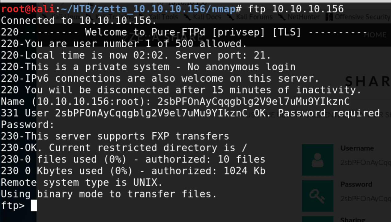 PureFTP running on port 21