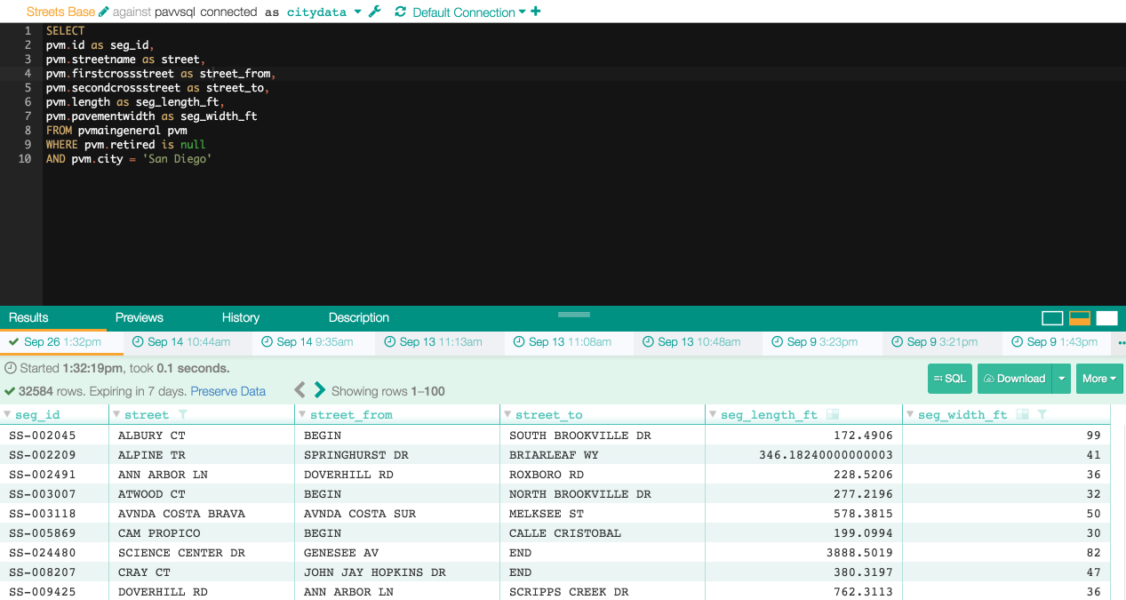 Built Query for Street Info