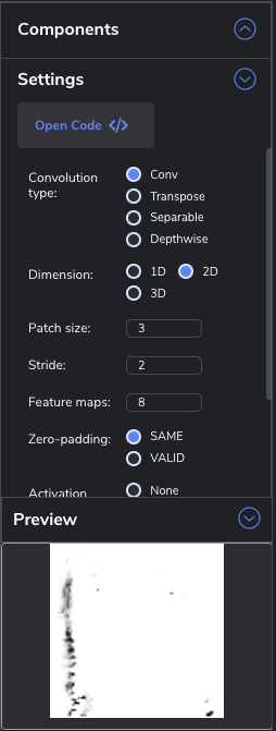 Figure 4: Component Settings in Perceptilabs.