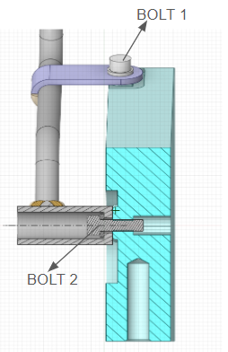 Section View showing bolt and fastened components interaction in detail