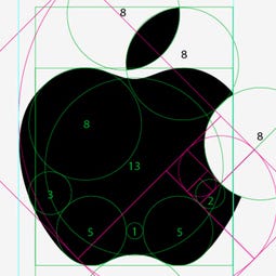 Resultado de imagem para logomarca da Apple proporção aurea