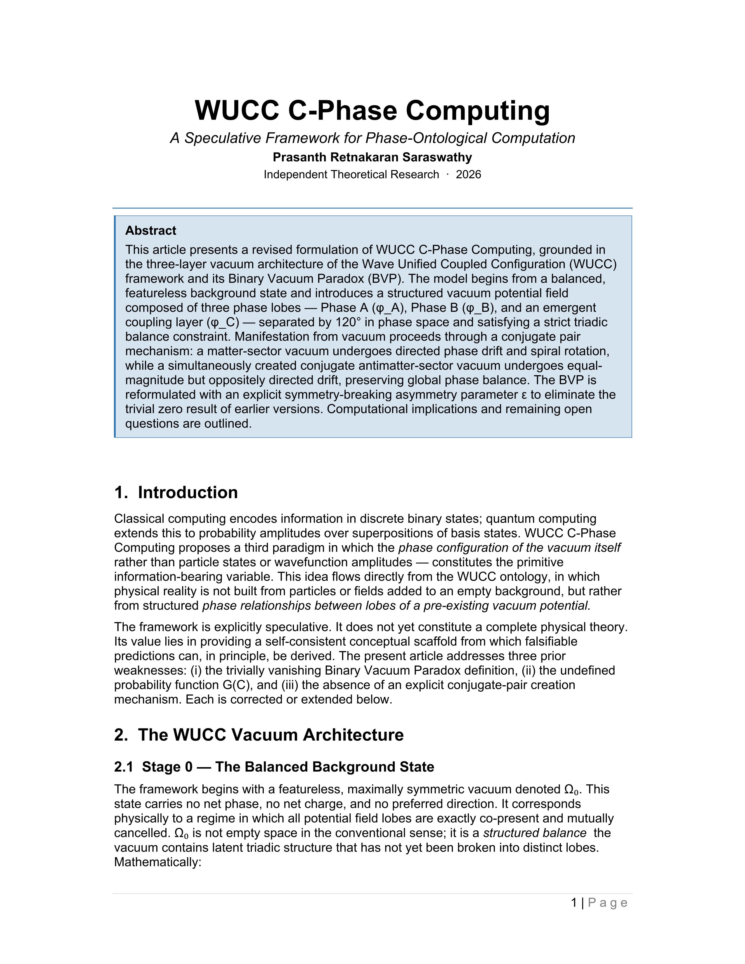 C-Phase Computing Concept of WUCC & BVP Framework