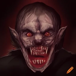 Dracula is re-imagined to be a cross between a traditional bat and a naked mole rat. He has pointed ears, red eyes, and a mouth full of fangs and teeth.