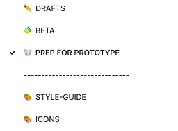 Pages list in Figma highlighting “Prep for Prototype”