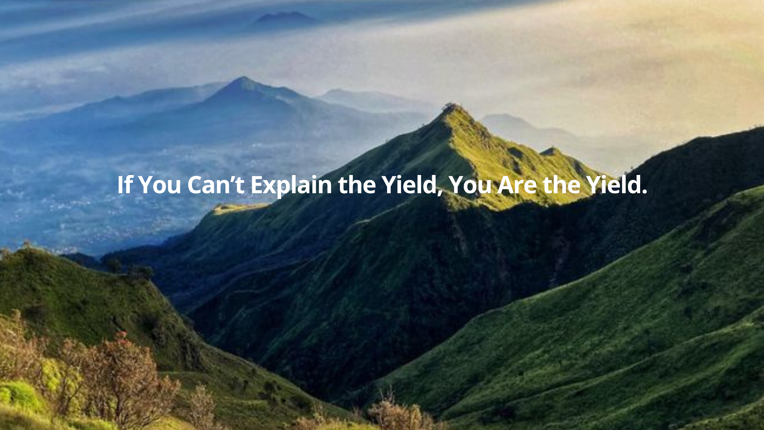 If You Can’t Explain the Yield, You Are the Yield.
