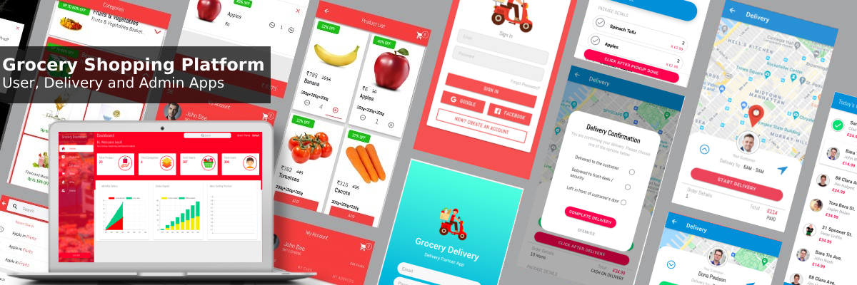 Ionic 5 Grocery Shopping- User, Delivery, and Admin Apps: Features Overview