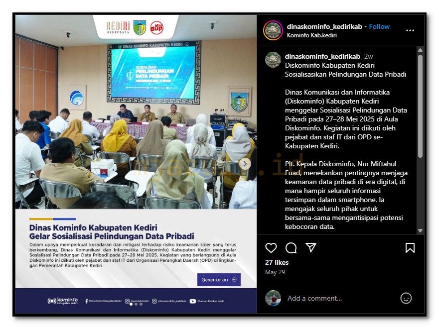 Diskominfo Kabupaten Kediri Sosialisasikan Pelindungan Data Pribadi