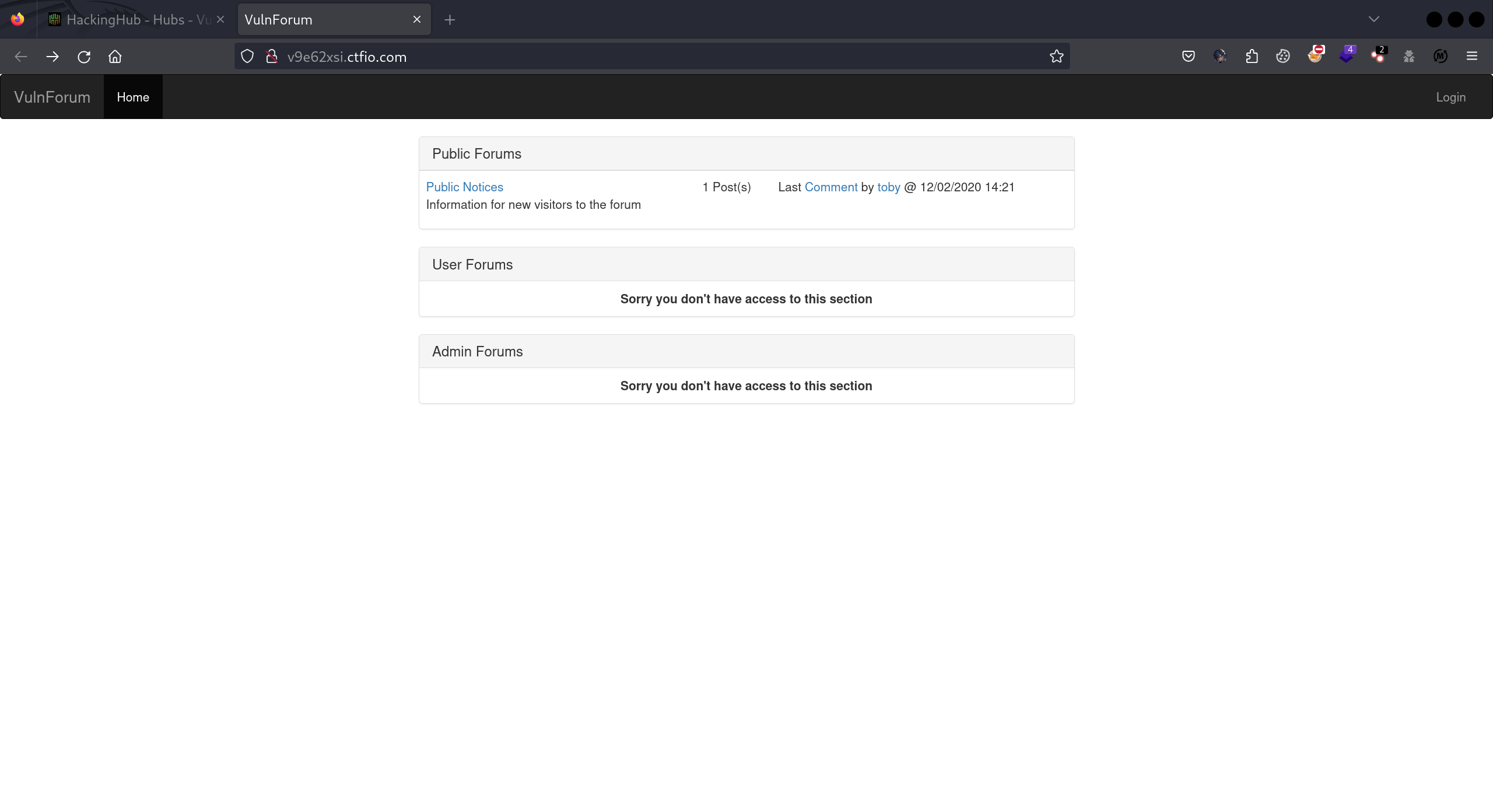 Hacking Hub — VulnForum