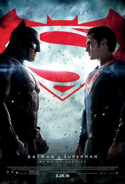 Poster for the Warner Bros movie Batman v Superman