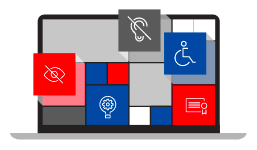 Laptop screen with accessibility iconography