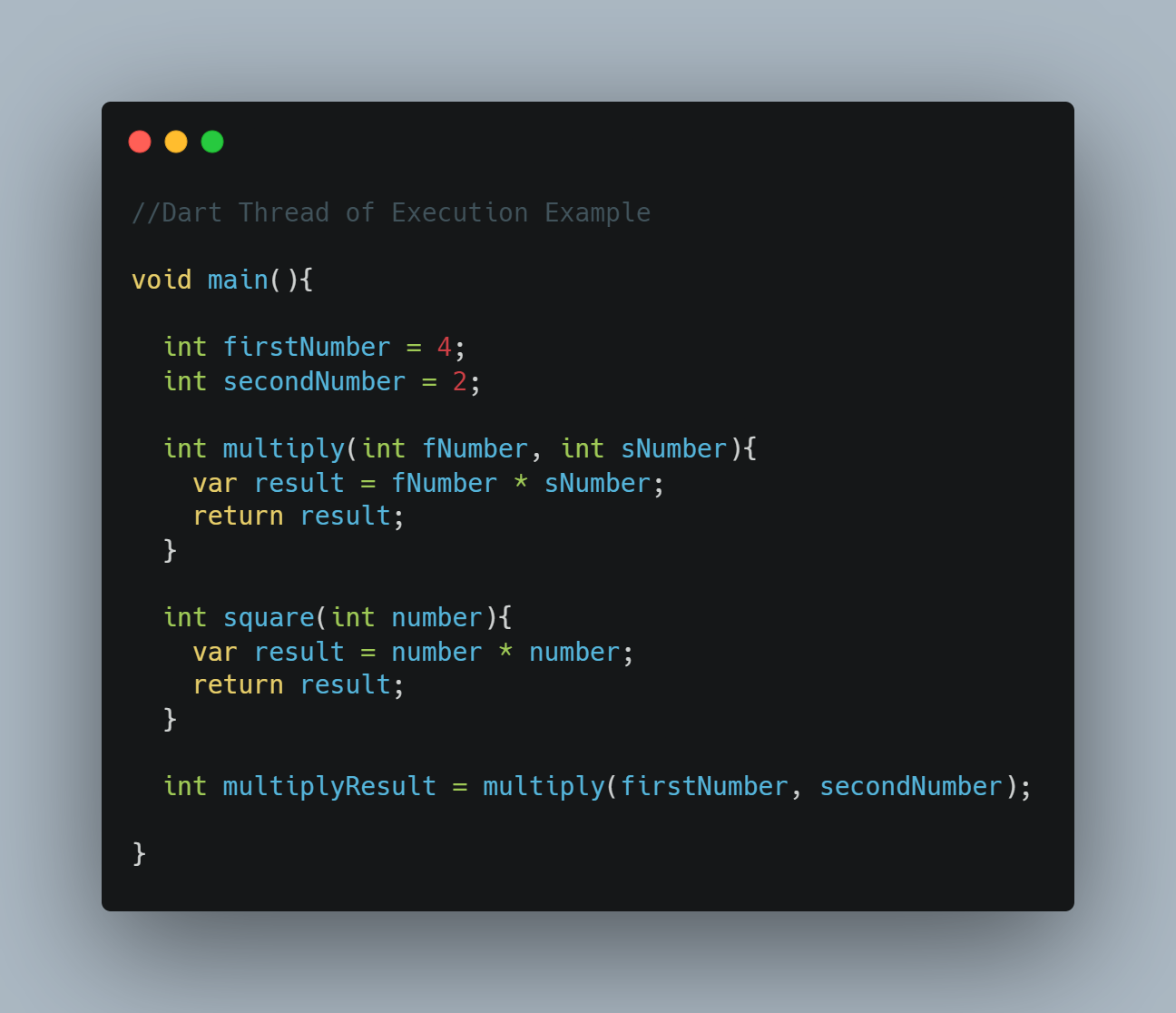 Dart Execution Threads: multiply Function Call