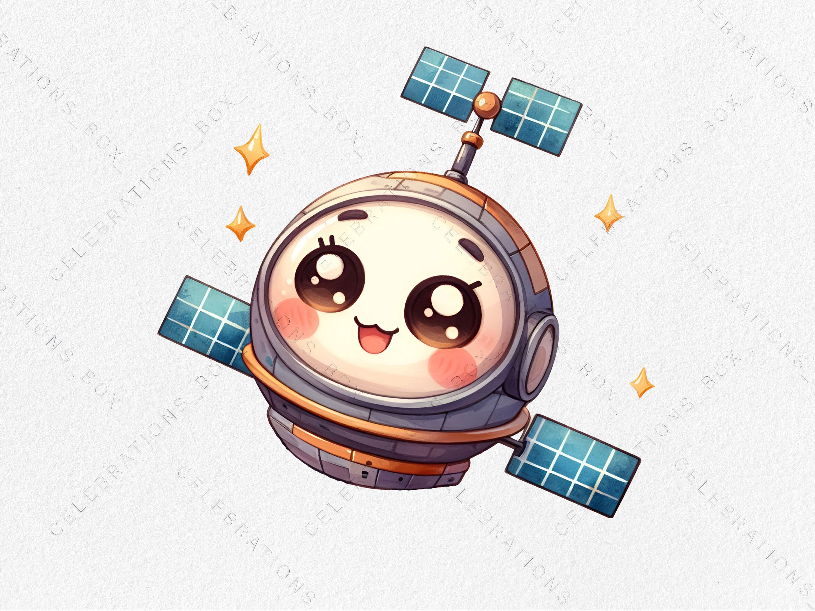 Kawaii Space Satellite PNG Clipart Free Download