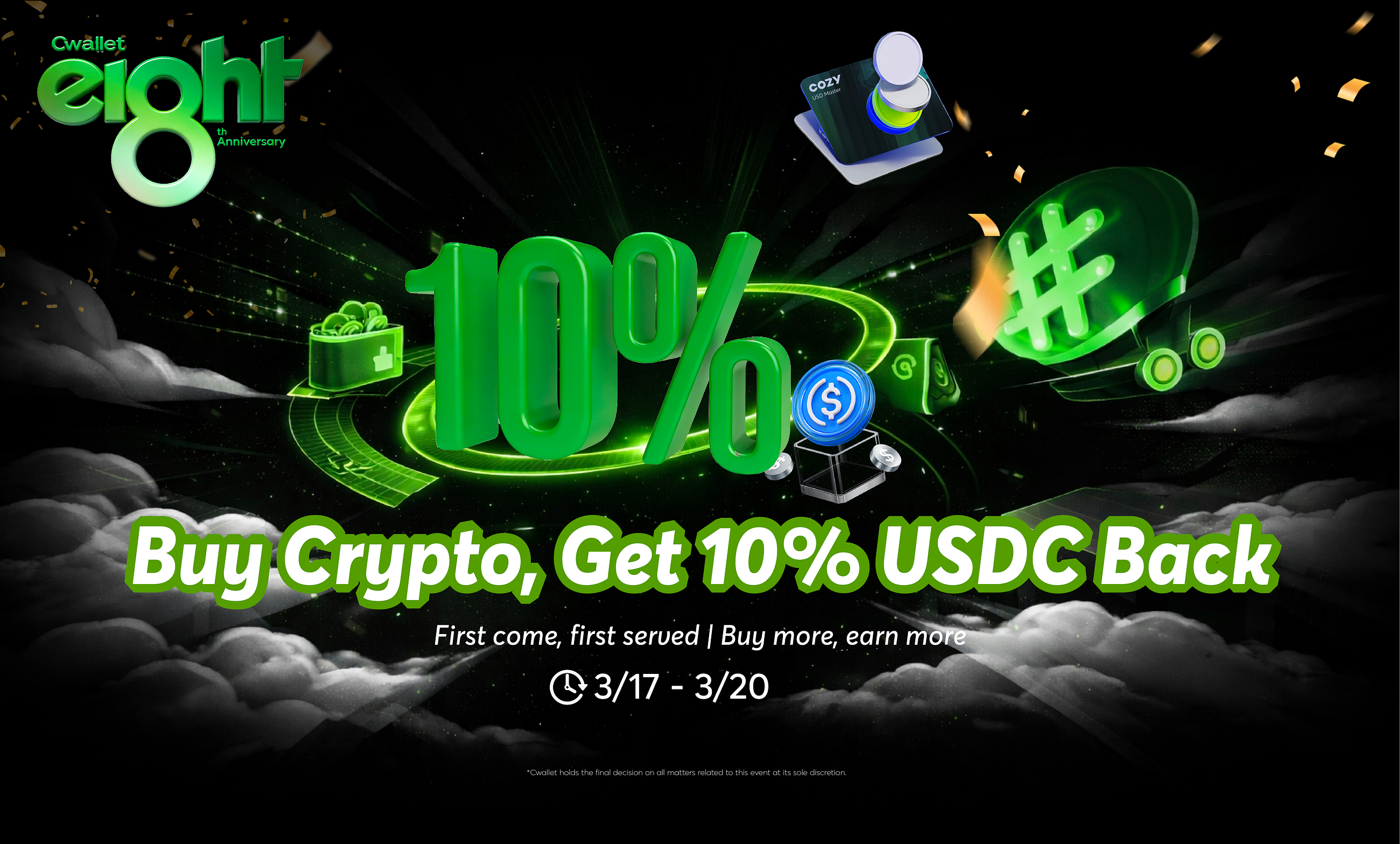 Buy Crypto on Cwallet and Get Up to 10 USDC Bonus Instantly