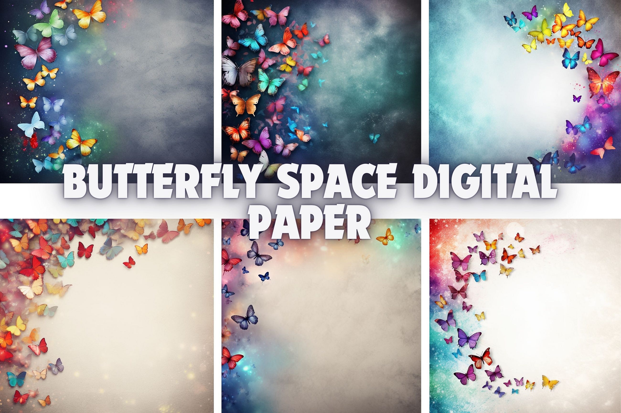Butterfly Space Digital Paper Free Download
