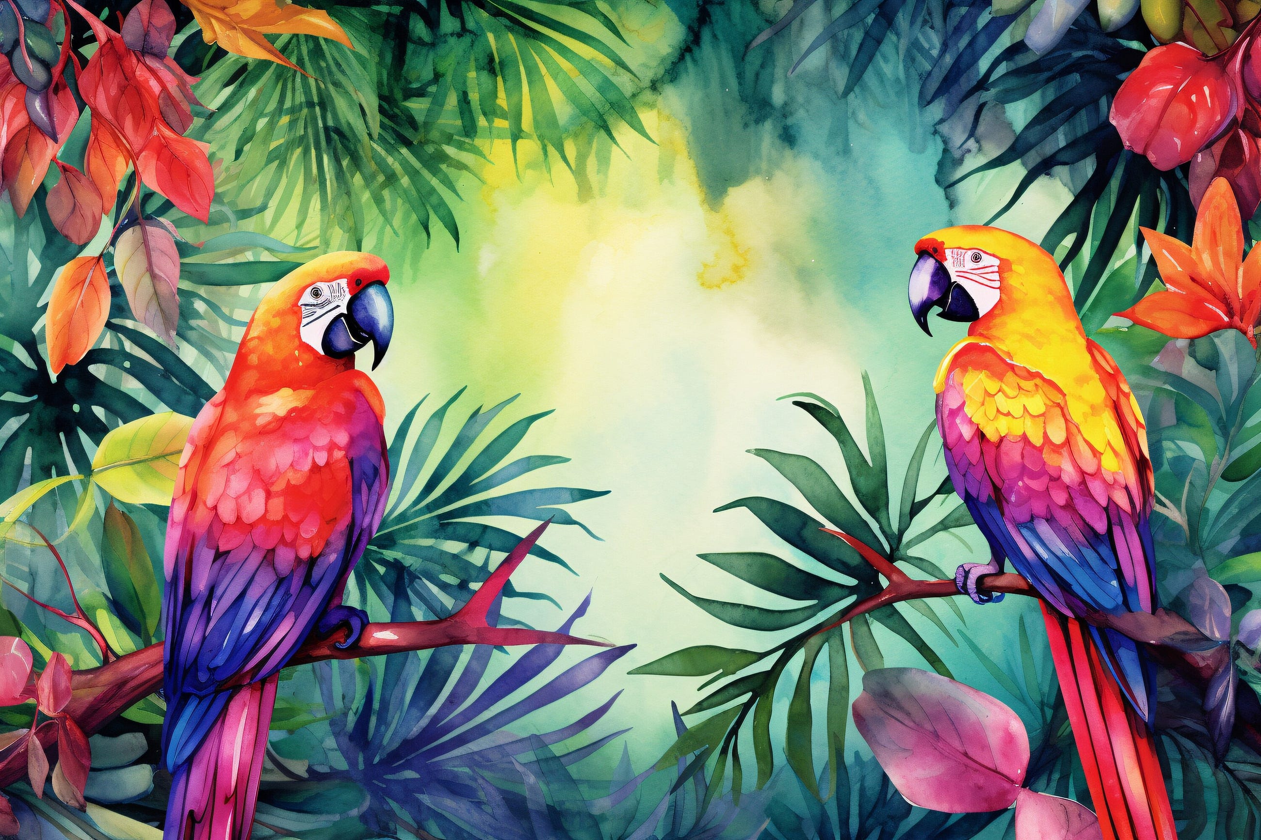 Tropical Bird Watercolor Illustration