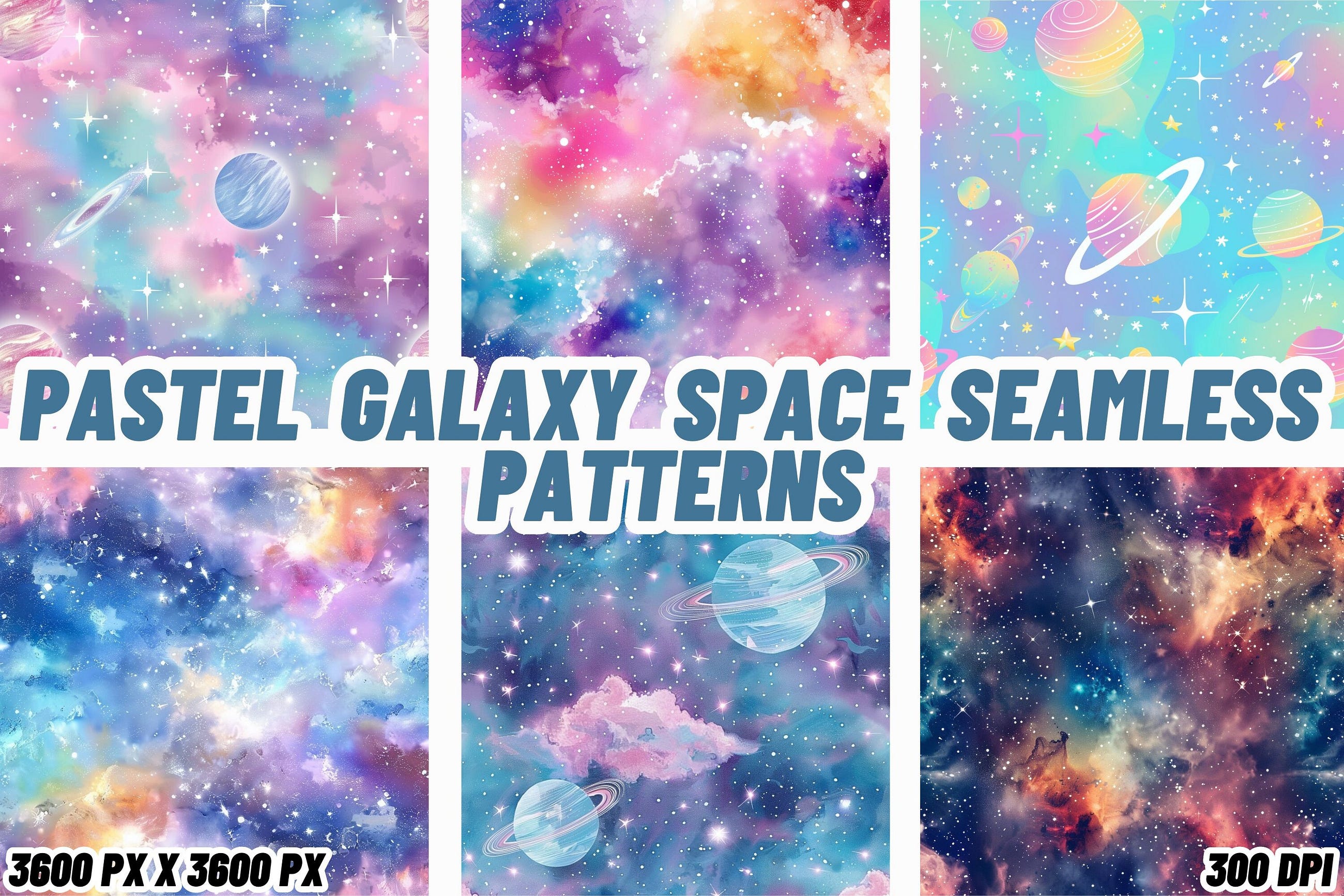 Pastel Galaxy Space Seamless Patterns Free Download