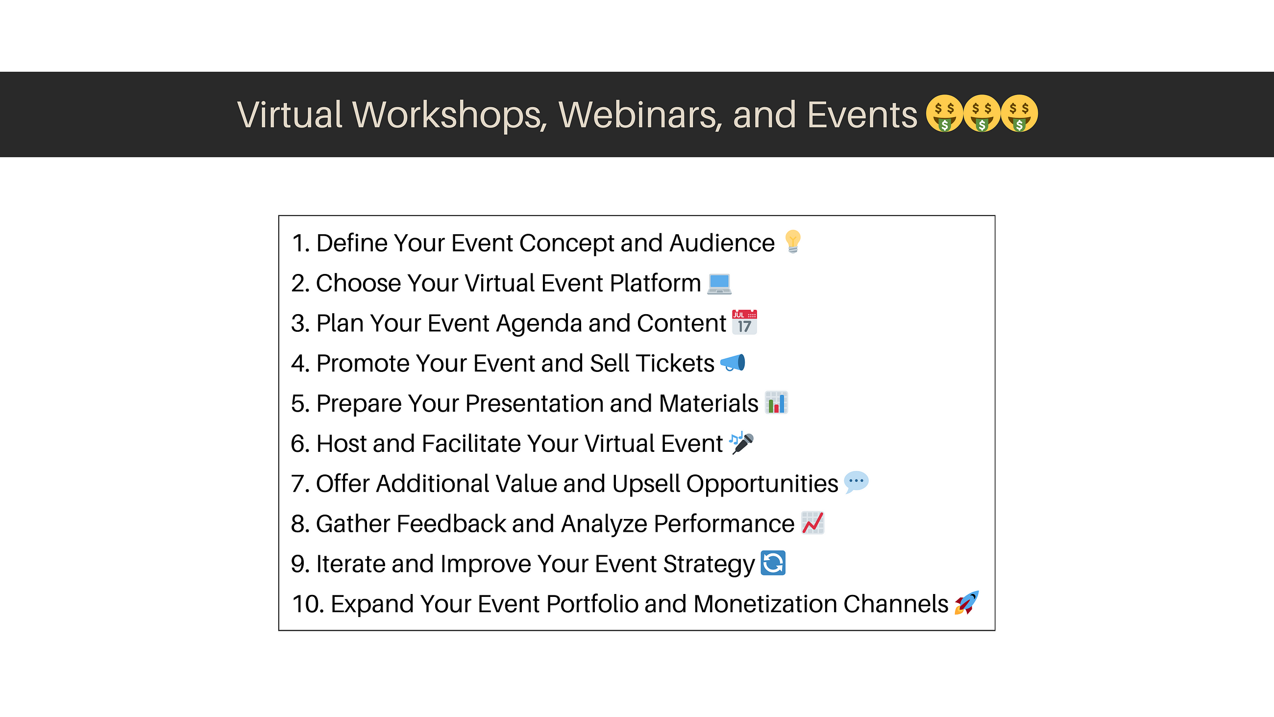 Virtual Workshops, Webinars, and Events