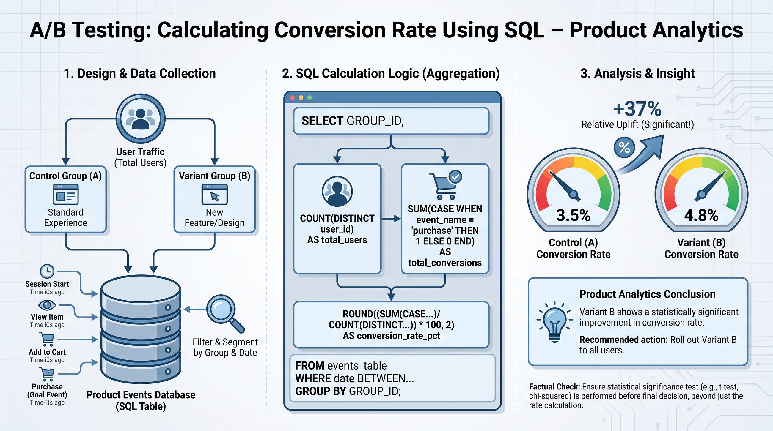 A/B Testing: Calculating Conversion Rate Using SQL — Product Analytics