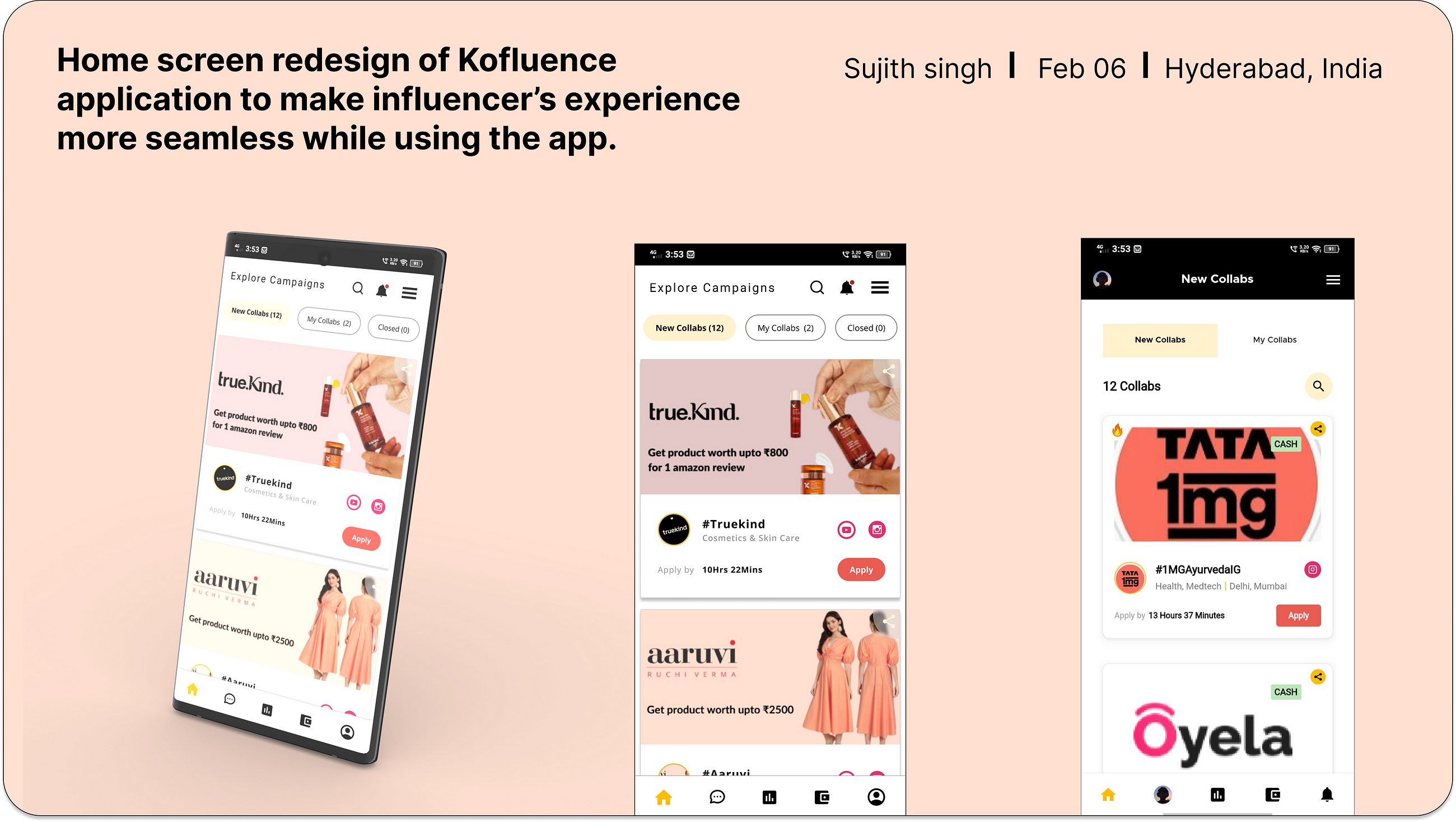UX Redesign- Home screen experience of the Kofluence app
