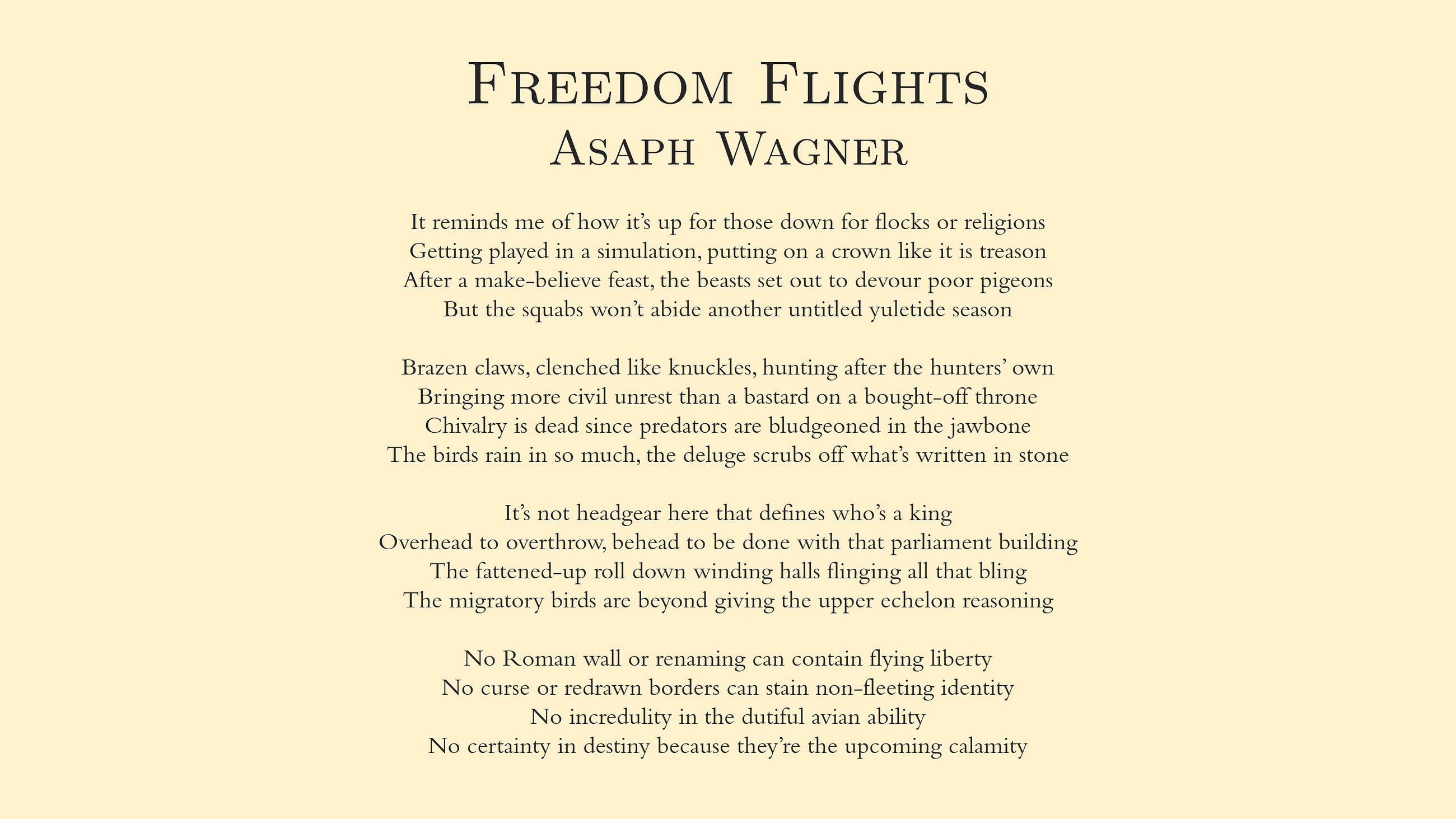 Freedom Flights?—?Asaph Wagner