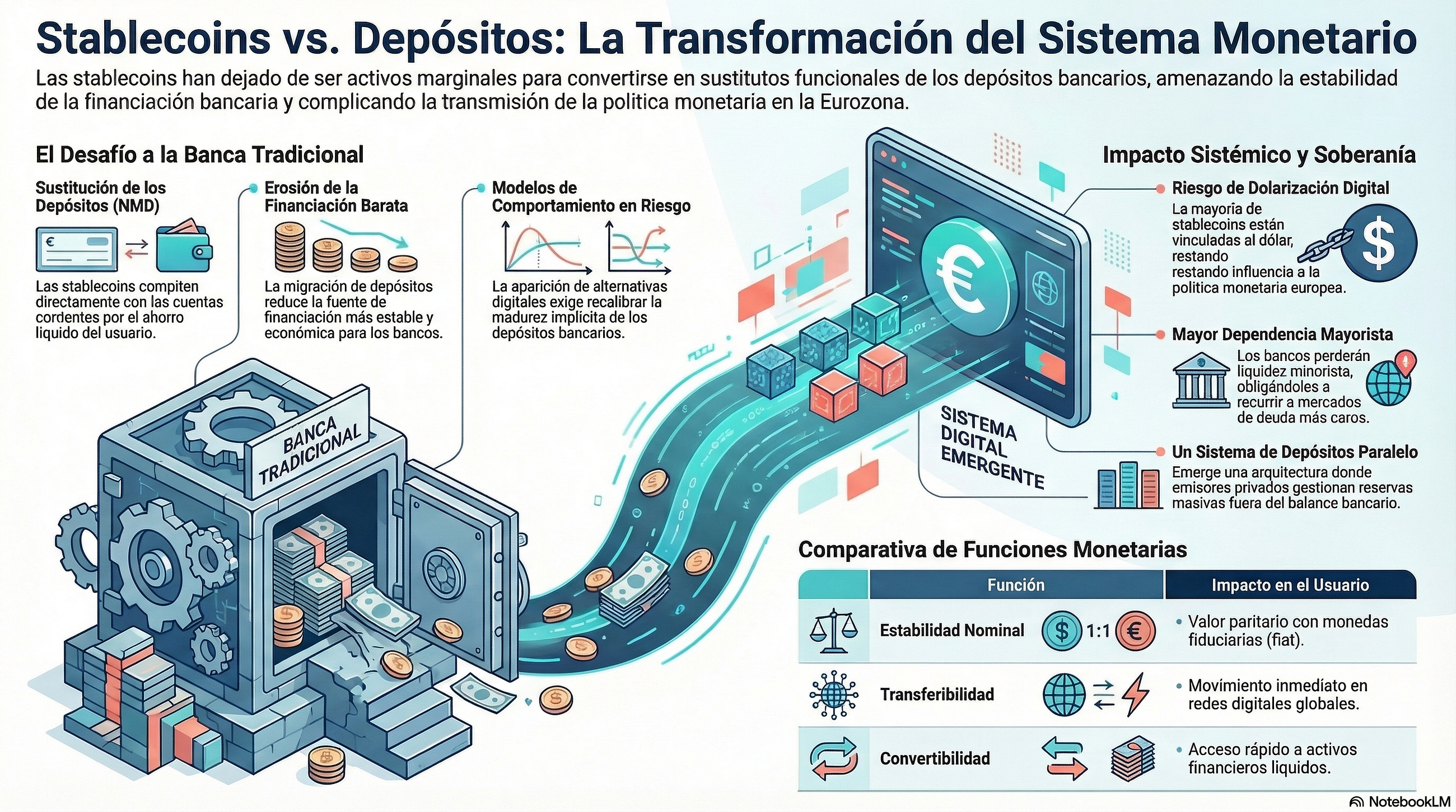 Stablecoins, depósitos bancarios y liquidez. Tres papers del ECB.