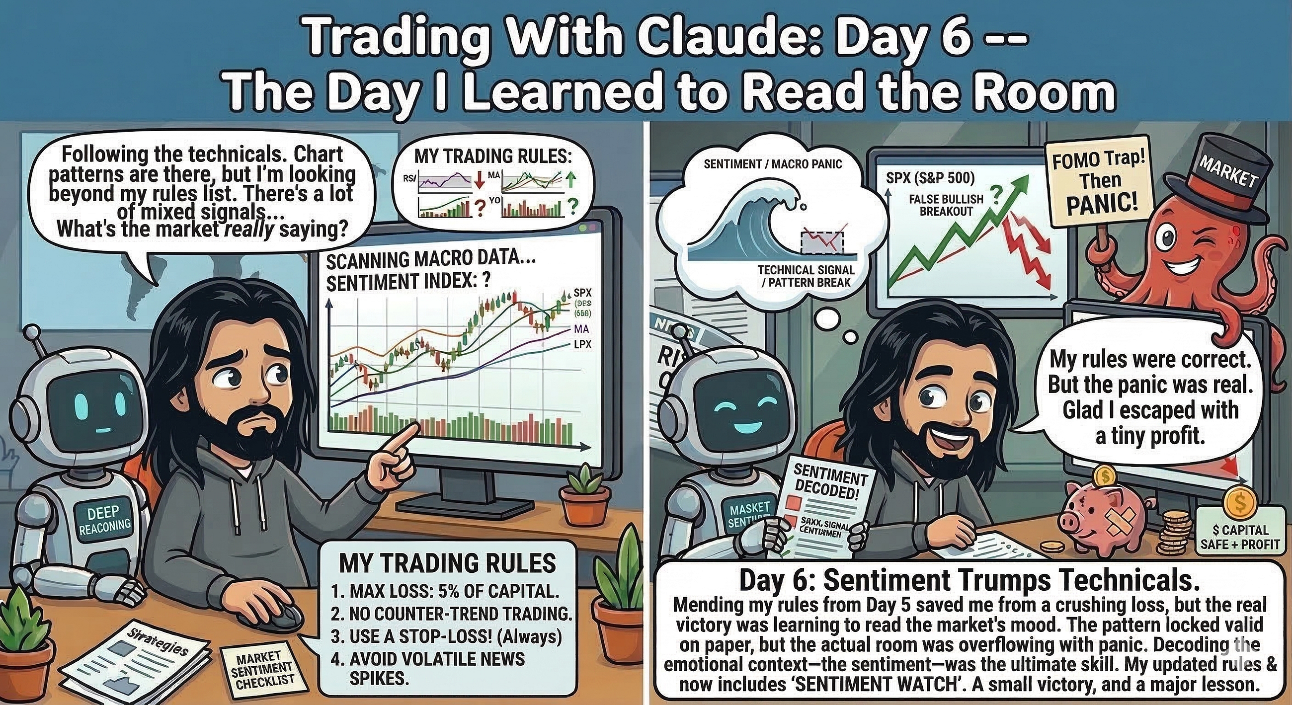 Trading With Claude: Day 8 — The Day I Learned to Read the Room