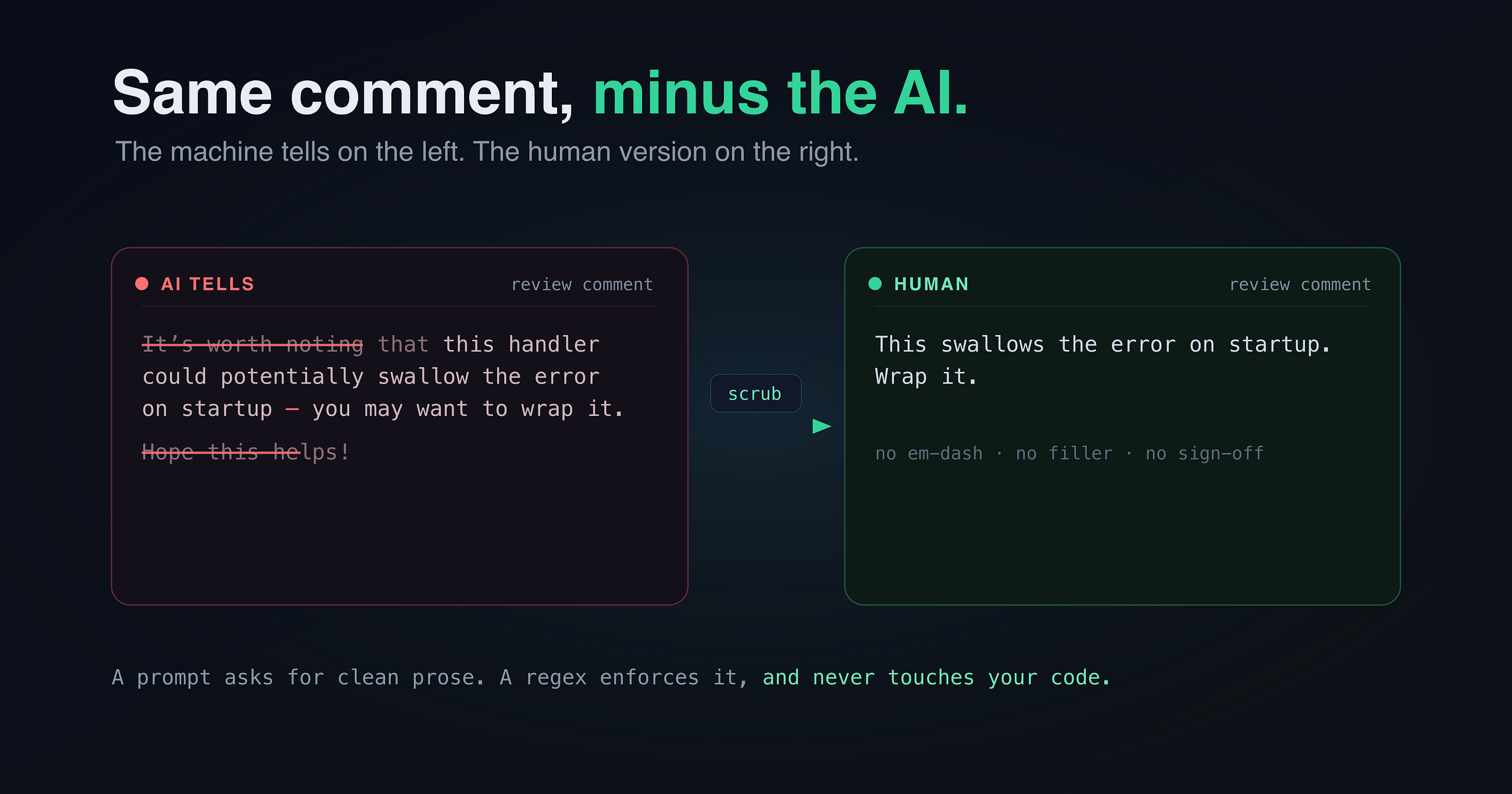 Why I scrub AI prose with a regex, not a prompt