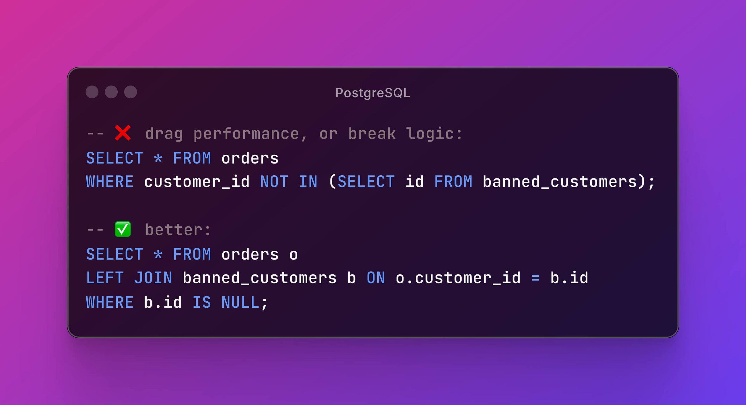 PostgreSQL: NOT IN can backfire hard