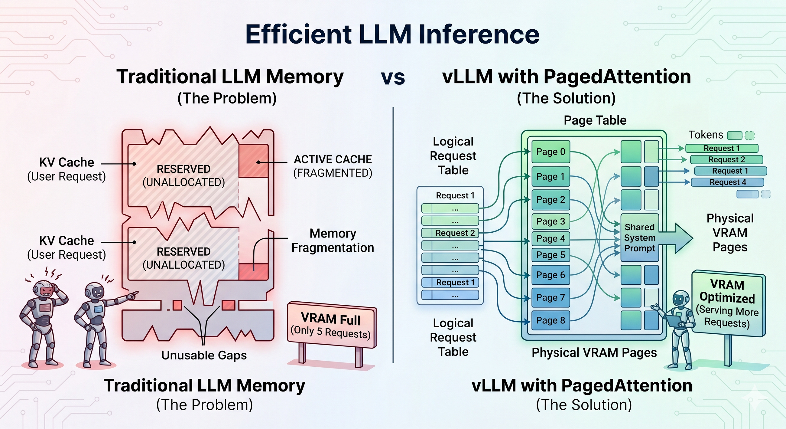 How vLLM Solves LLM Memory: KV Cache & PagedAttention Explained