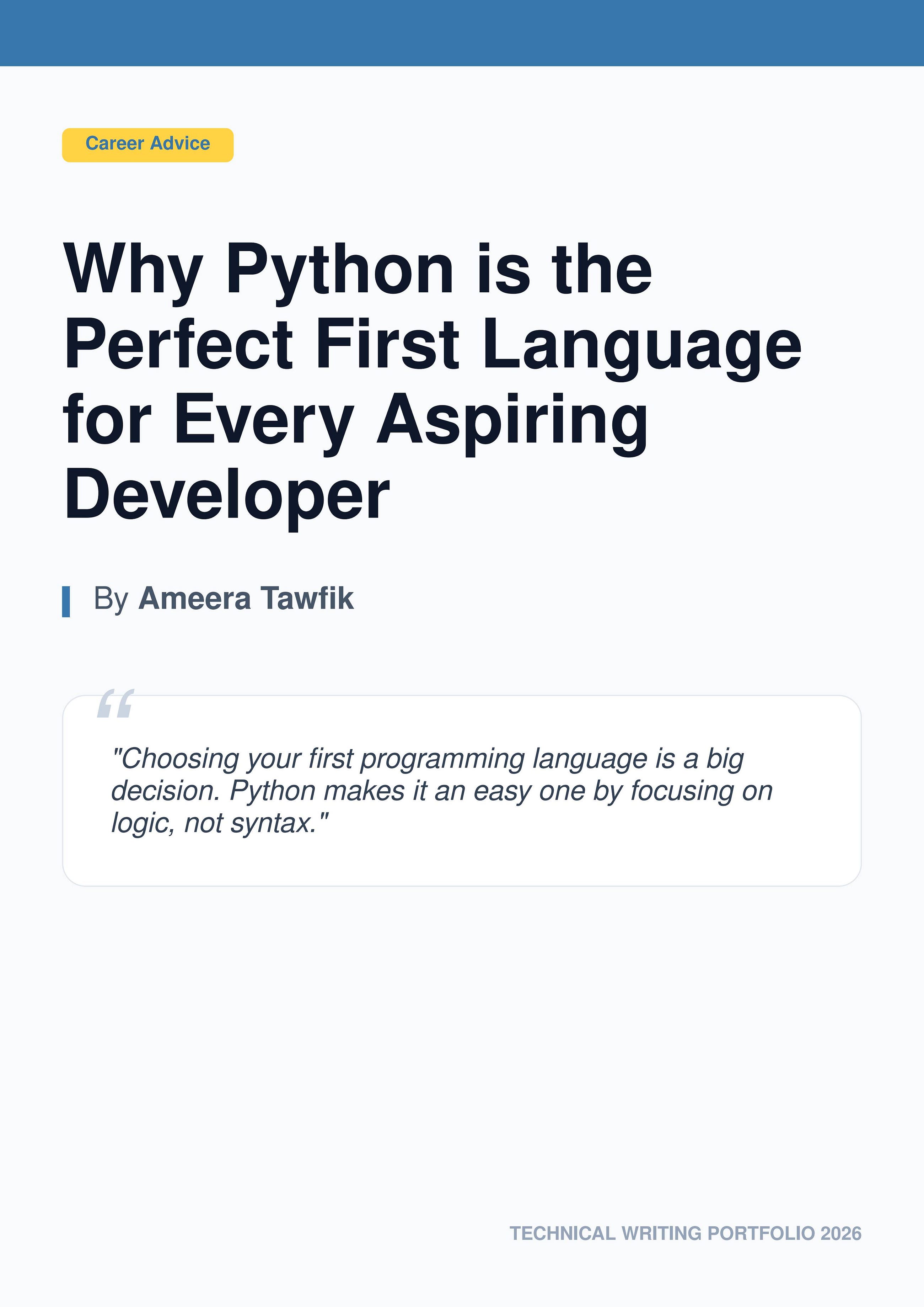 Why Python is the Perfect First Language for Every Aspiring Developer