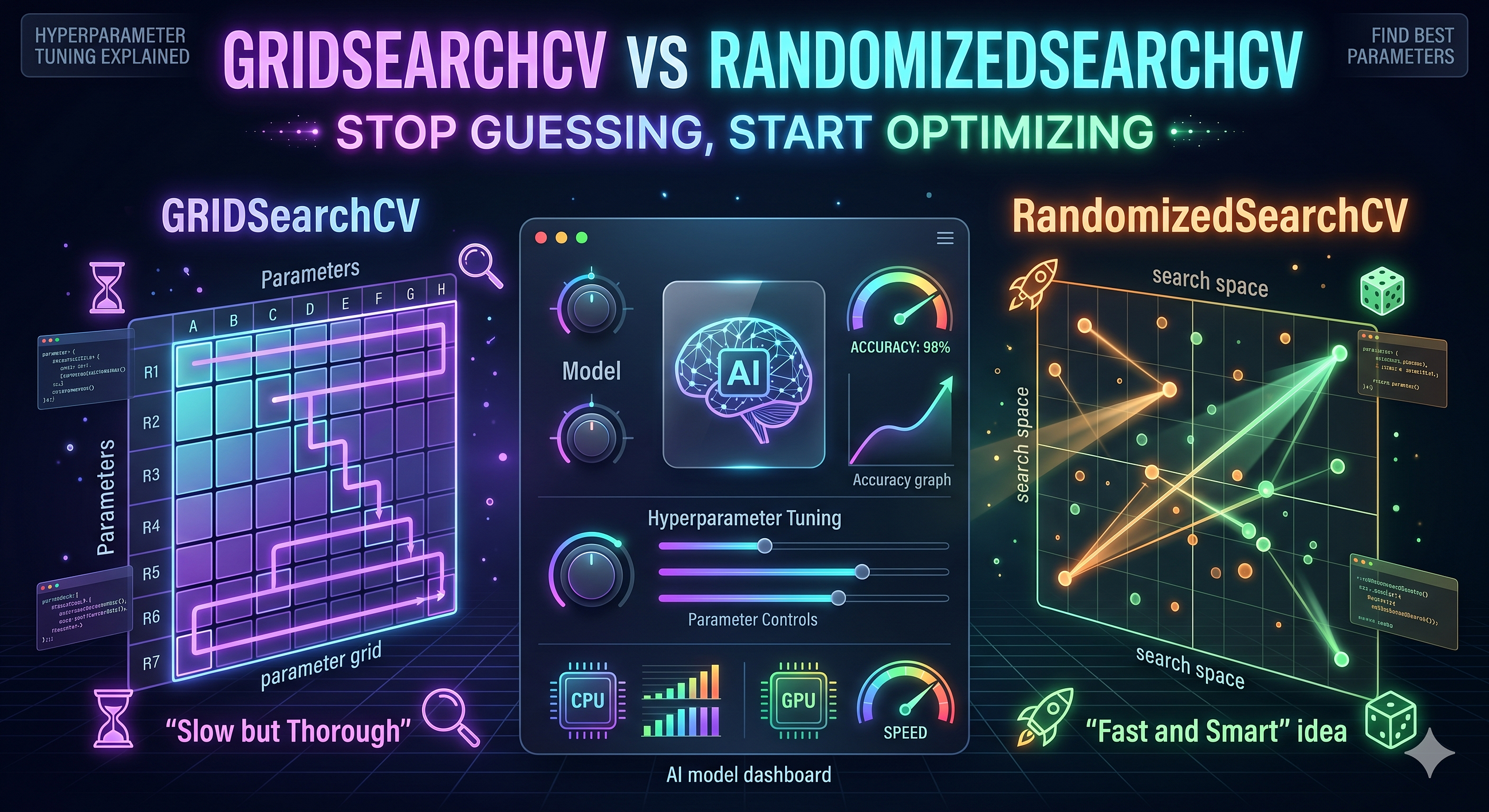 ️ Hyperparameter Tuning: GridSearchCV vs RandomizedSearchCV — Stop Guessing, Start Optimizing