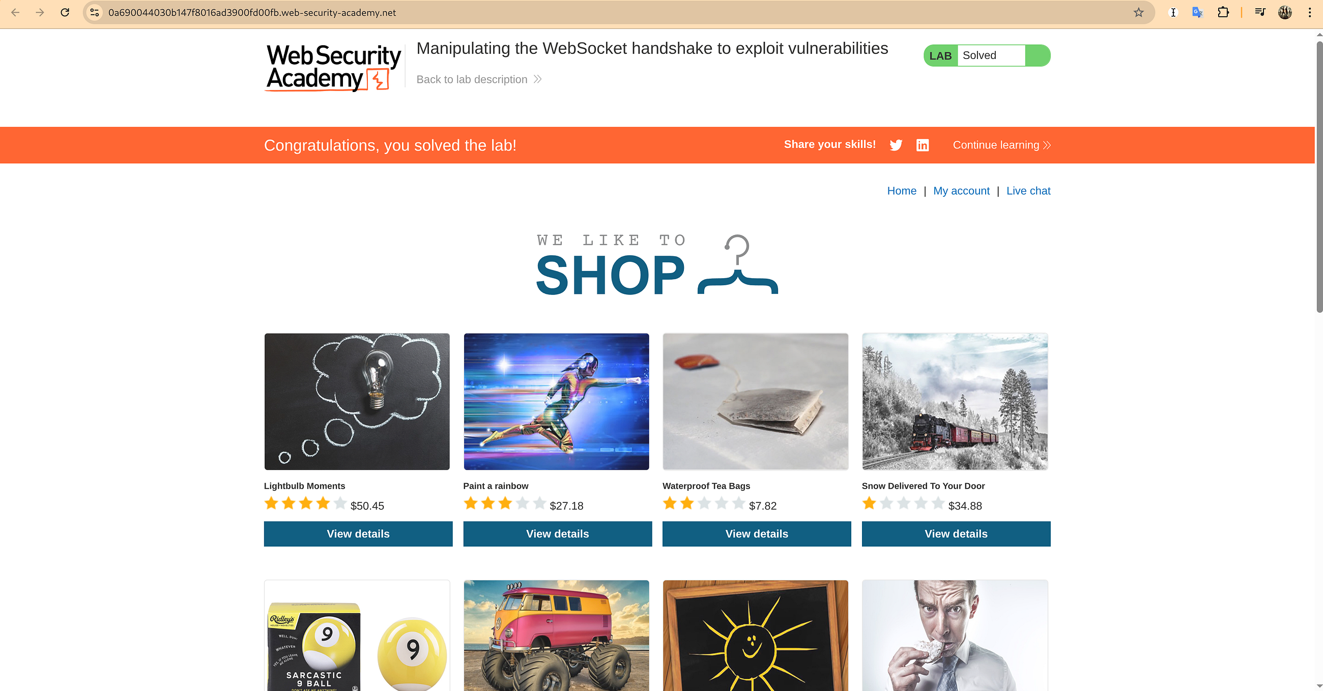 PortSwigger: WebSockets Labs