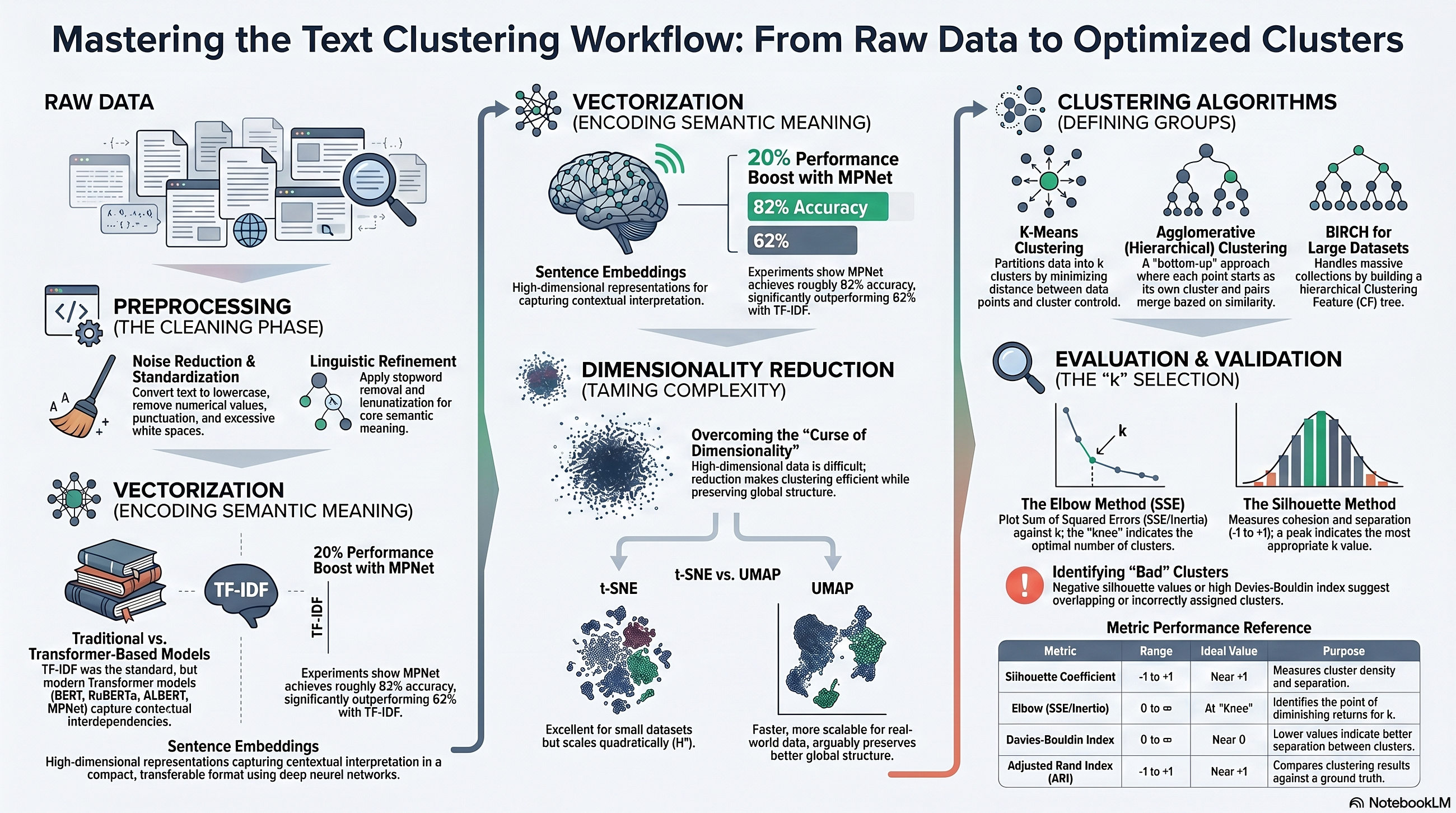 Text Data Clustering Workflow: Preprocessing, Vectorization, Dimensionality Reduction & Evaluation…