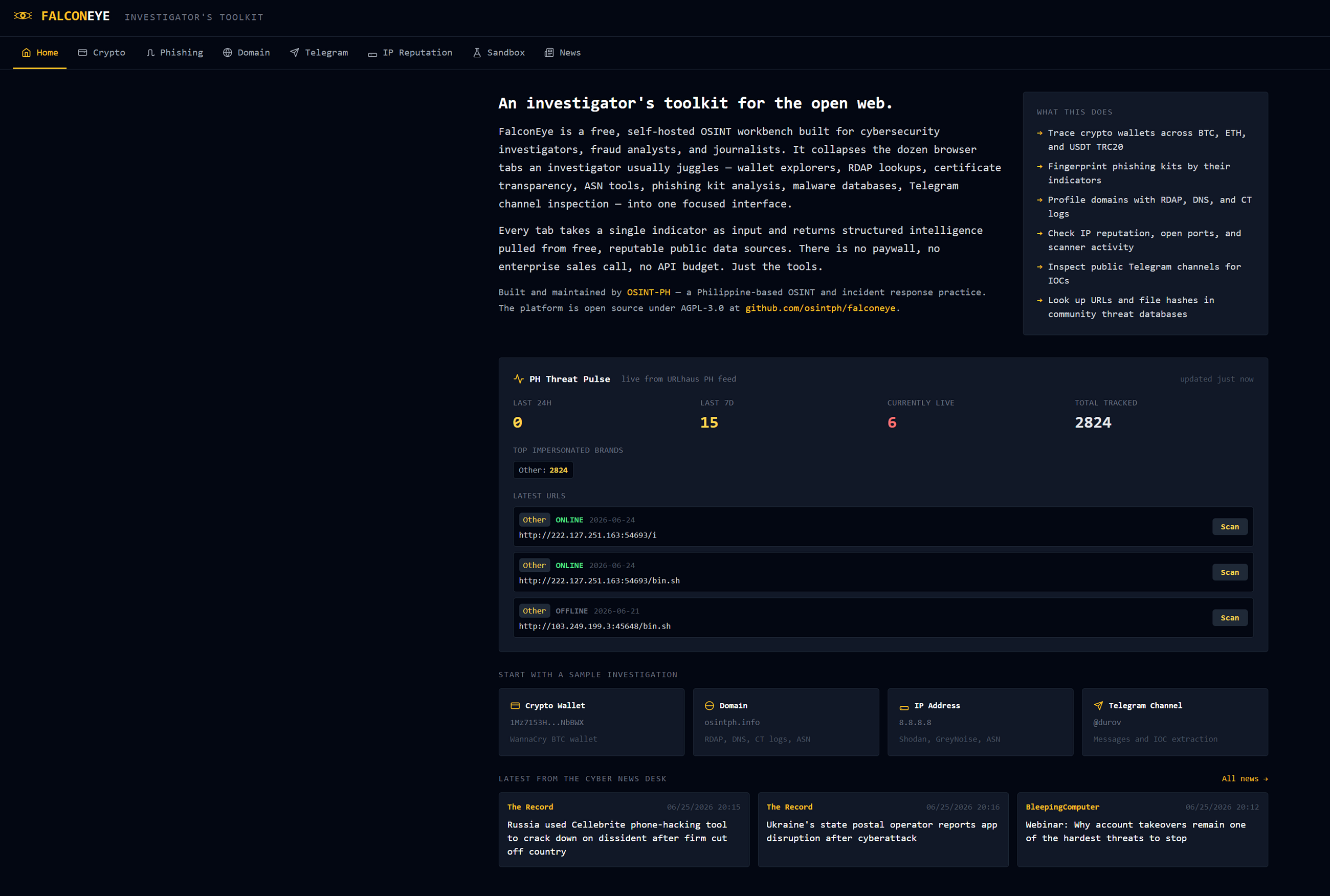 FalconEye: An investigator’s toolkit for the open web