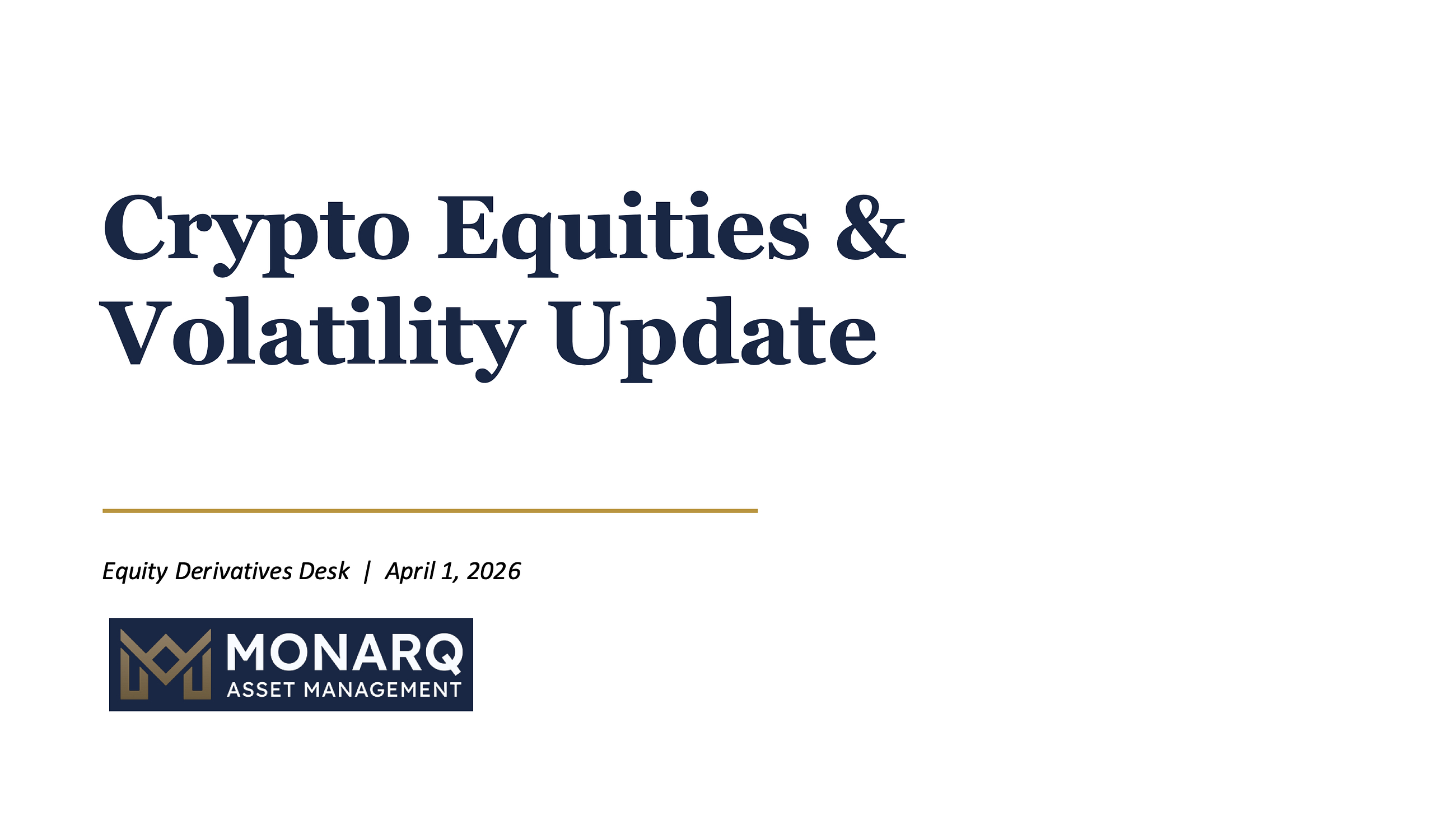 Weekly Crypto Equities & Vol Review