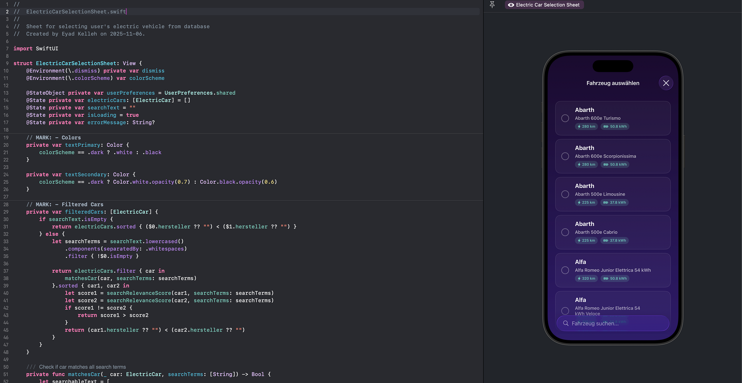 Building a Searchable Electric Vehicle Selection Sheet with iOS 26 SwiftUI Search Patterns
