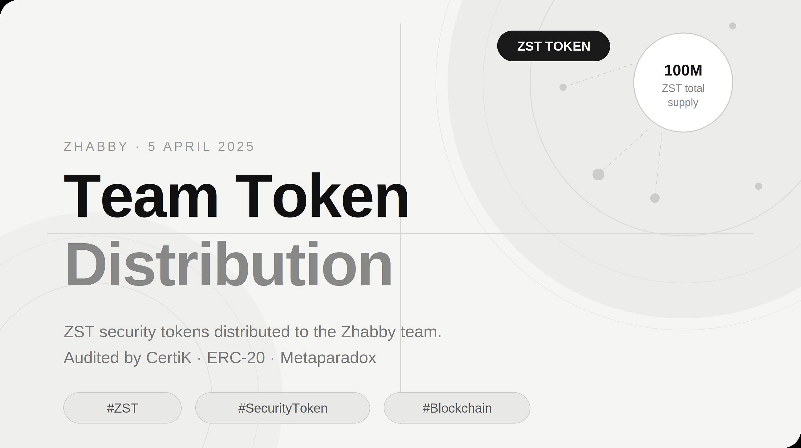Zhabby hands ZST tokens to the team