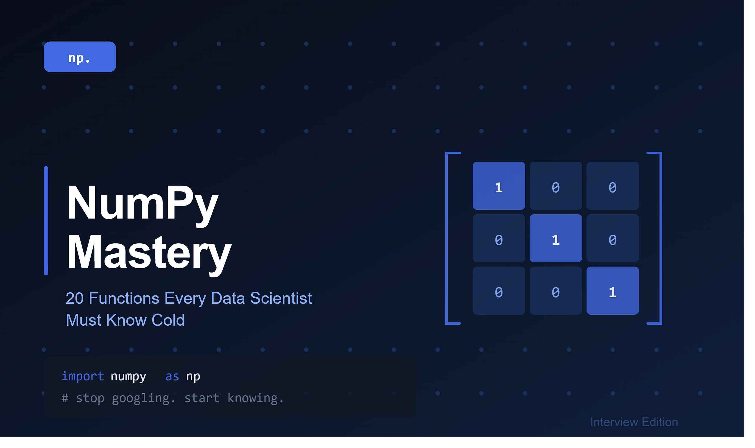 NumPy for Data Scientists: 20 Functions You Must Know Cold Before Any Interview