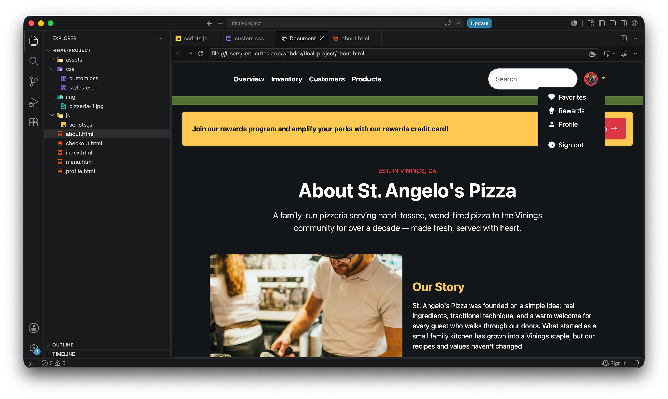 St. Angelo’s Pizza Website Redesign Project