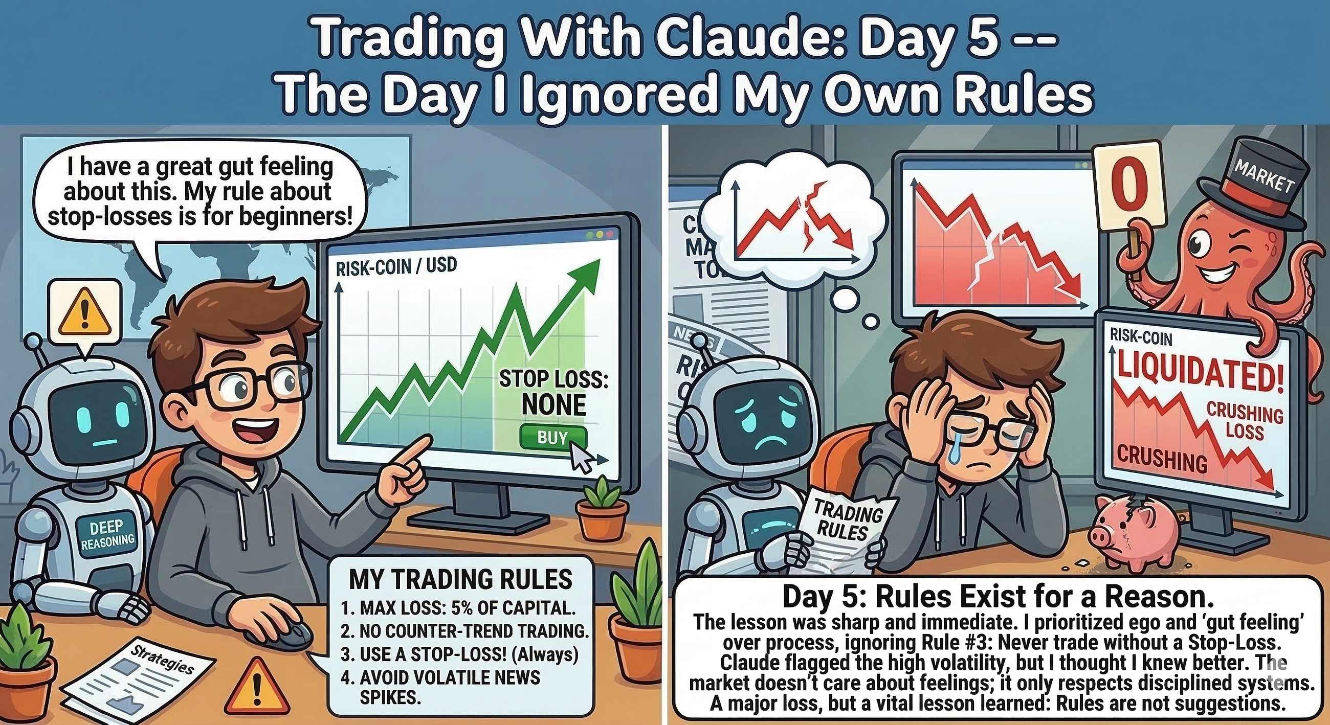 Trading With Claude: Day 5 — The Day I Ignored My Own Rules
