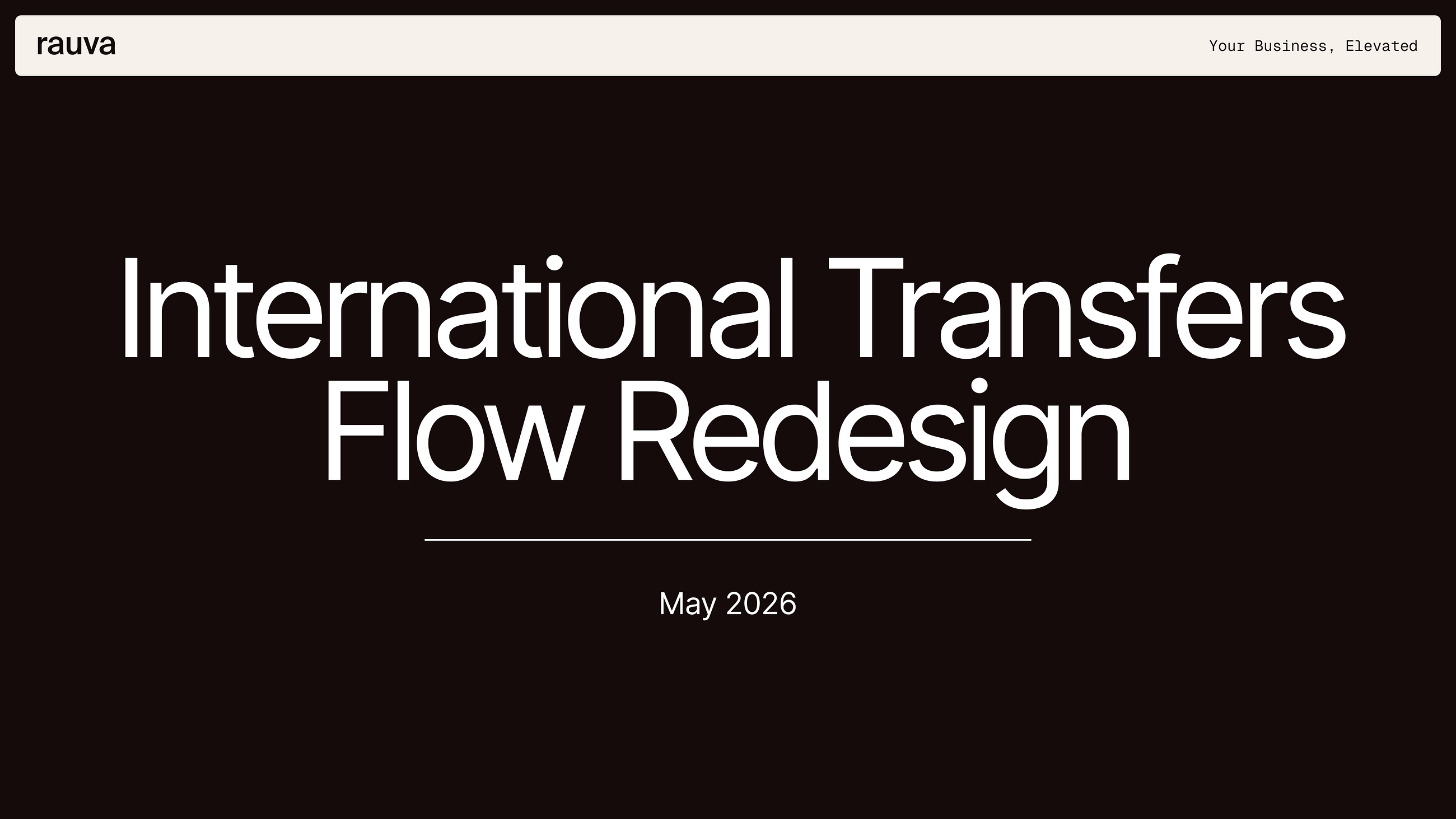 Rauva — International Transfers Flow Redesign