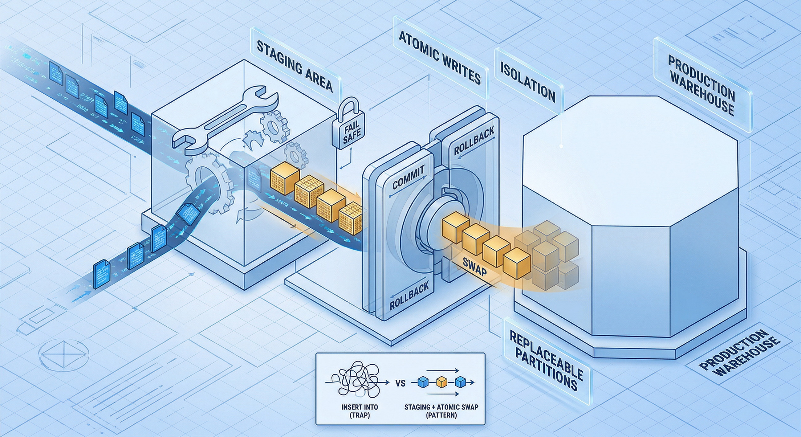 The Idempotent Sink: Staging and the Atomic Swap